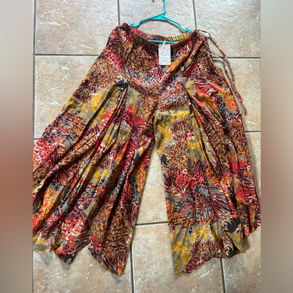 Free People wide leg multicolor print bohemian pants